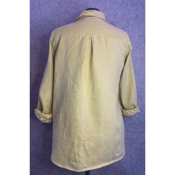 Urban Haus Women’s Size S Linen Shirt, Long Sleeve Button Down, Ochre Yellow - Picture 4 of 9